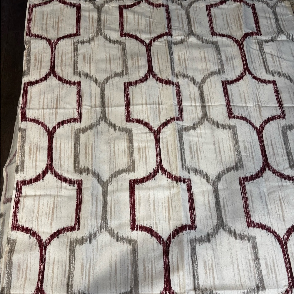 Elegant Geometric Red and Gray Decorative Curtain Panel - Living Color